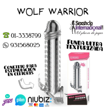 WOLF WARRIOR FUNDA EXTIENDE PENE CON ESTIMULADOR CLÍTORIS SEXSHOP